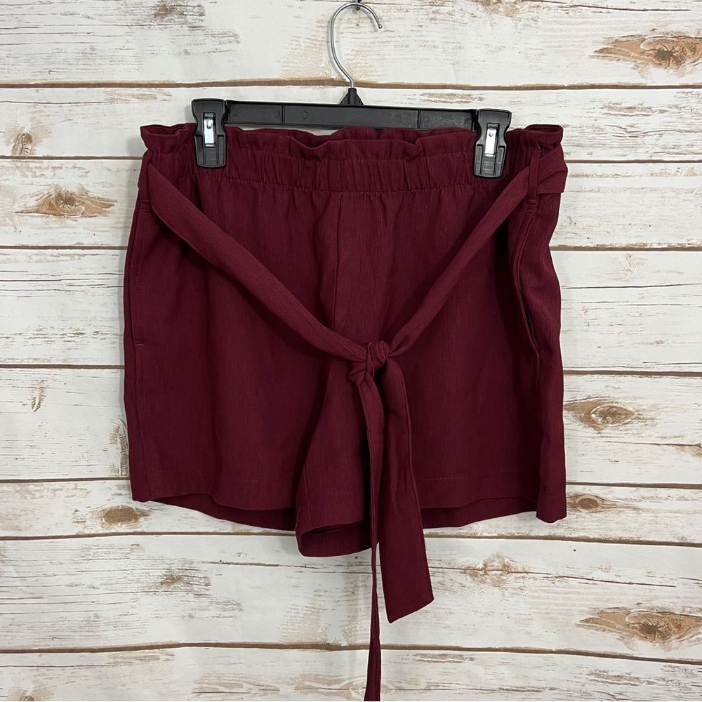 Loft Burgundy Pull On Tie Waist Shorts NWT